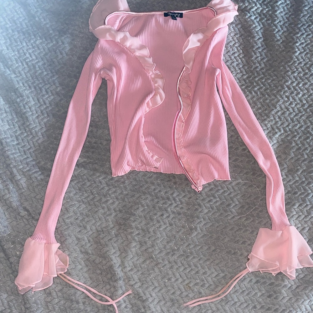 Pink Ruffled Cardigan - Picture 1 of 3